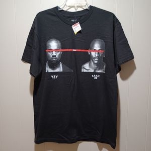 Kanye West Yeezy and Michael Jordan Black Graphic Tee Shirt
